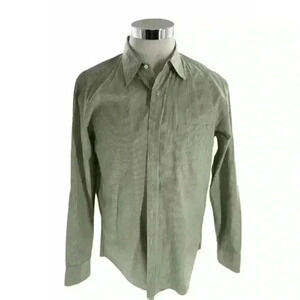 J. Crew Shirt Tailored Fit Long Sleeves Green White Striped Men Size Large